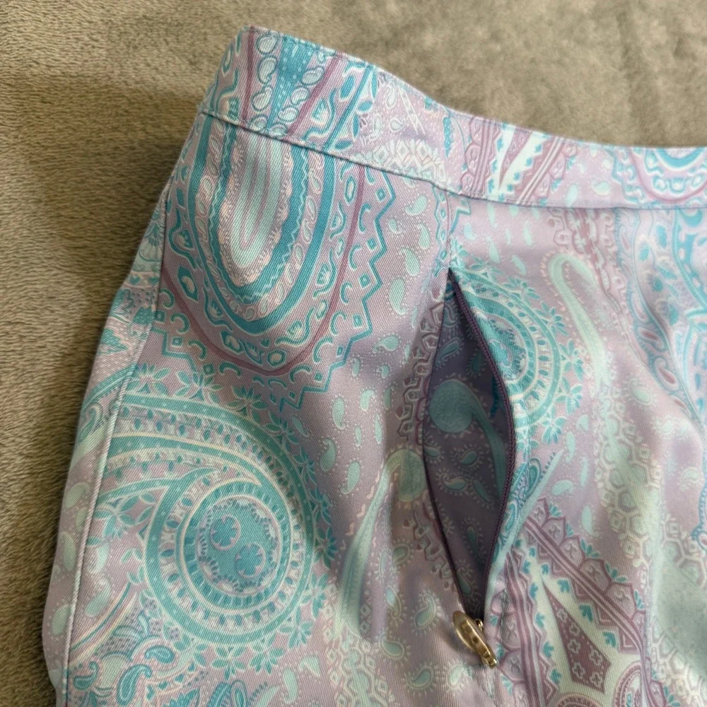 Tail Activewear Golf Skort Size 4 Purple Teal Paisley Athletic Skirt Zipper